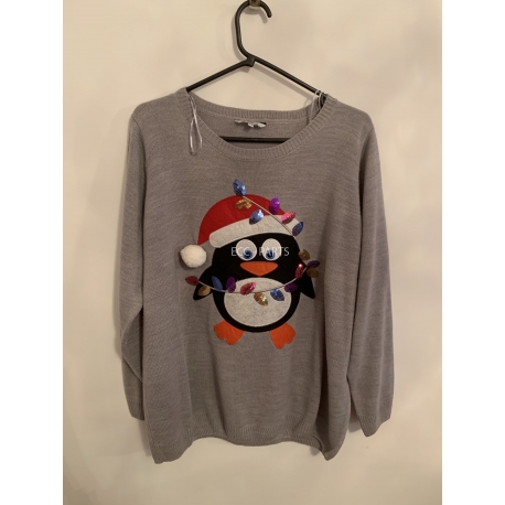 Pep & Co Grey Penguin Christmas Jumper Womens Uk Size 22