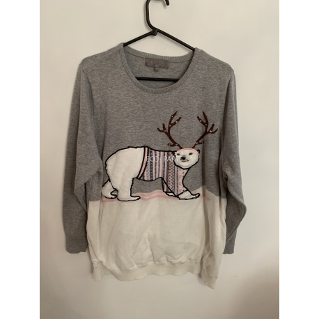 Next Grey Polar Bear Christmas Jumper With Working Lights Womens Uk Size 22 