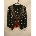 Green Reindeer With Bells Christmas Jumper Womens