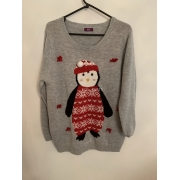 F&F Grey Penguin Christmas Jumper Womens Uk Size 20