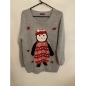 F&F Grey Penguin Christmas Jumper Womens Uk Size 20