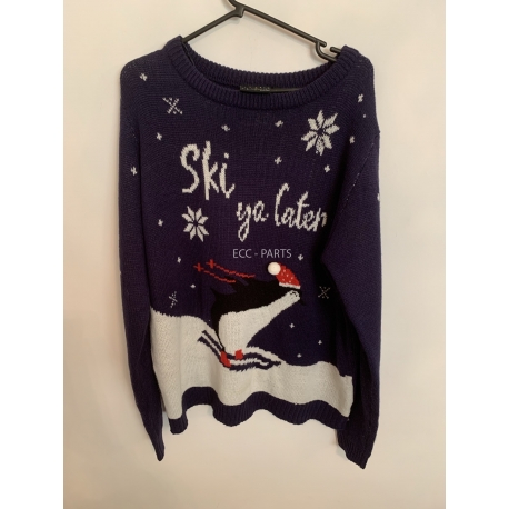 Ski Ya Later Blue Christmas Jumper Womens Uk Size 22