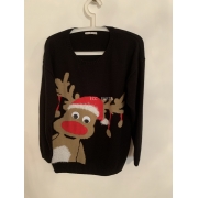 TU Black Reindeer Christmas Jumper Womens Uk Size 14