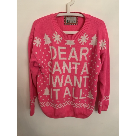 Dear Santa I Want It All Pink Christmas Jumper Womens Uk Size L