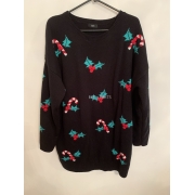 F&F Black Christmas Jumper Holly Womens Uk Size 20