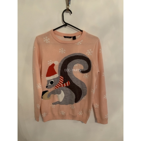 Esmara Pink Squirrel Christmas Jumper Womens Uk Size S 10/12