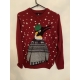 Thread Bear Burgundy Penguin Christmas Jumper Mens Uk Size S