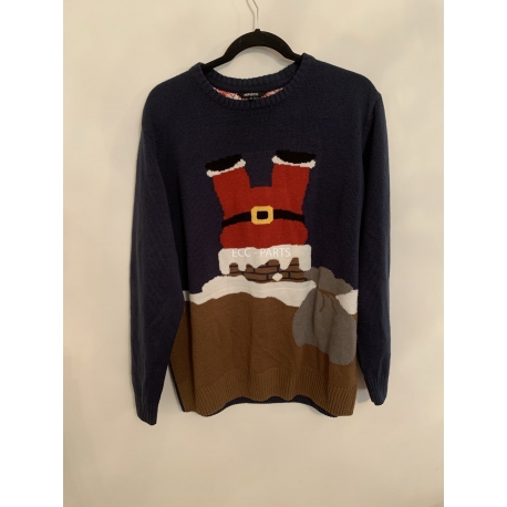 Pep & Co Blue Stuck Santa Christmas Jumper Mens Uk Size XL