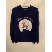 Deadly Christmas Jumper Blue Reindeer Christmas Jumper Mens UK Size M