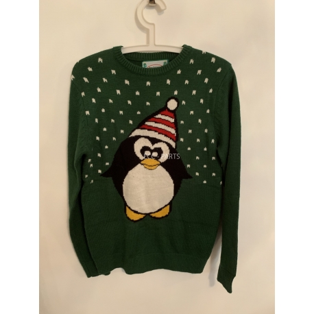 Cedar Wood State Green Penguin Christmas Jumper Mens Uk Size XS
