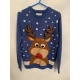 Cedar Wood State Blue Reindeer Christmas Jumper Mens Uk Size M