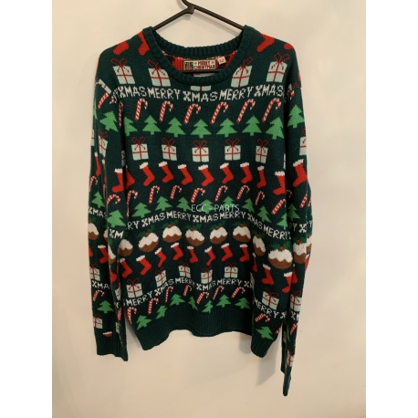 Star Clothing Green Festive Christmas Jumper Mens Uk Size XL