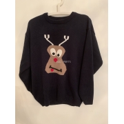 Christmas Jumper King Black Reindeer Christmas Jumper Mens Uk Size M