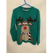 Kirkwood Green Reindeer Christmas Jumper Mens Uk Size M