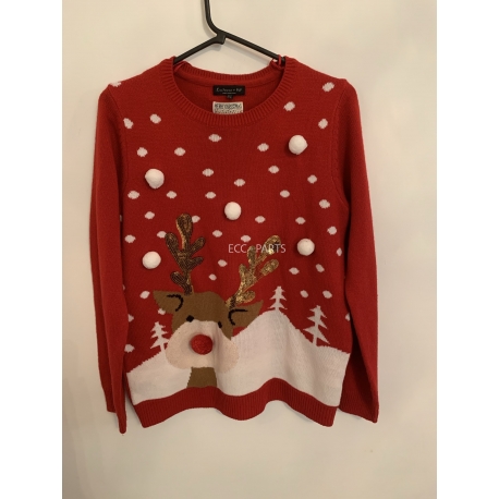 Knitwear By F&F Red Reindeer Christmas Jumper Womens Uk Size 12