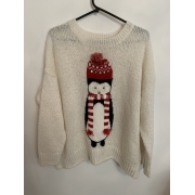 Next Cream Penguin Christmas Jumper Womens Uk 18