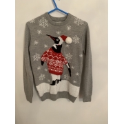 Seasons Greetings Grey Christmas Jumper Penguin Womens Sizes In Description