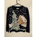 Atmosphere Blue Snowy House Christmas Jumper Womens Uk Size 10