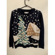 Atmosphere Blue Snowy House Christmas Jumper Womens Uk Size 10