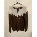 Cedar Wood State White and Brown Christmas Pudding Christmas Jumper Womens Uk Size S