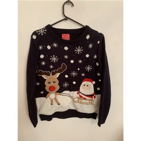 Atmosphere Blue Santa Reindeer Christmas Jumper Womens Uk Size 12