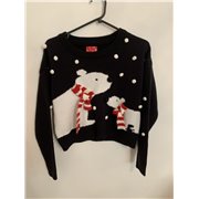 Atmosphere Blue Cropped Polar Bear Christmas Jumper Womens Uk Size 10