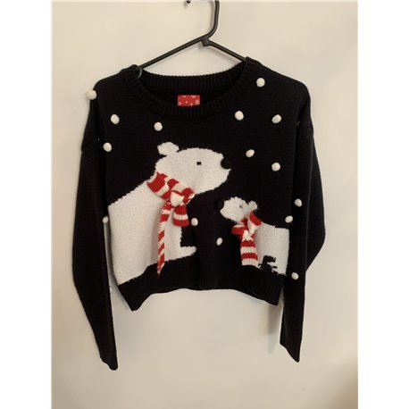 Atmosphere Blue Cropped Polar Bear Christmas Jumper Womens Uk Size 10