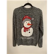 Angelo Litrico Grey Snowman Jolly Xmas Christmas Jumper Womens Uk Size M