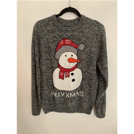 Angelo Litrico Grey Snowman Jolly Xmas Christmas Jumper Womens Uk Size M