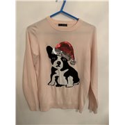 Avenue Pink Christmas Dog Christmas Jumper Womens Uk Size S 8/10