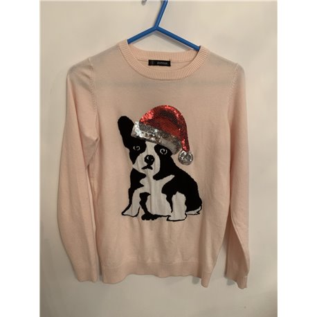 Avenue Pink Christmas Dog Christmas Jumper Womens Uk Size S 8/10