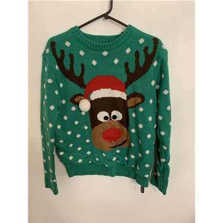 Atmosphere Green Reindeer Christmas Jumper Womens Uk Size 14