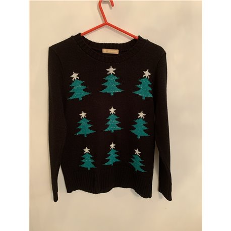 Avenue Black Christmas Trees Christmas Jumper Womens Uk Size M