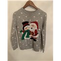 Atmosphere Grey Santa Snowman Christmas Jumper Womens Uk Size 8