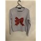 M&S Blue Bow Christmas Jumper Womens Uk Size M