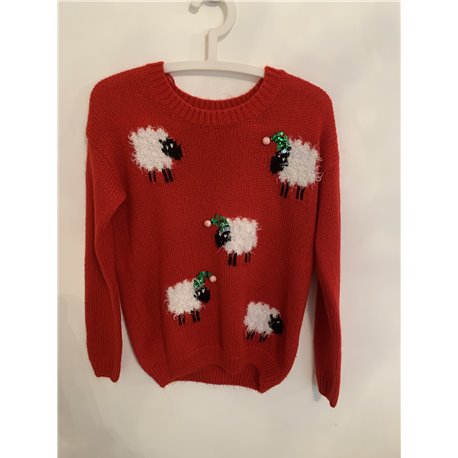 South Red Sheep Christmas Jumper Womens Uk Size 12