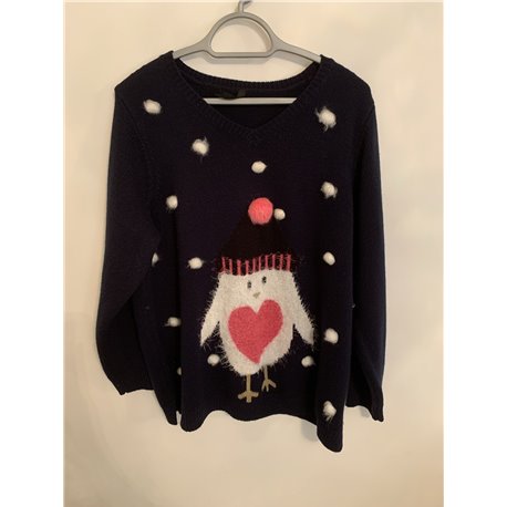 Christmas Bird Blue Christmas Jumper Womens Uk Size 22/24