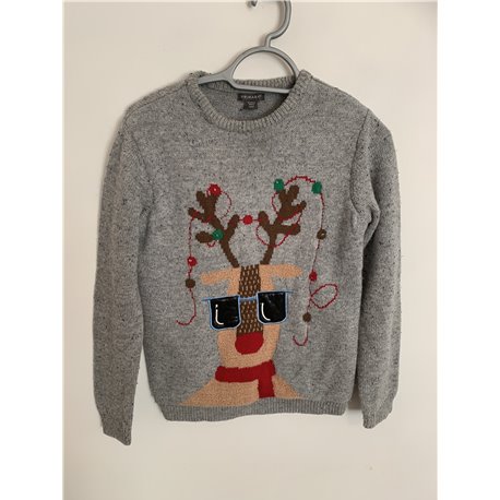 Primark Grey Reindeer Christmas Jumper Boys 12/13 Years