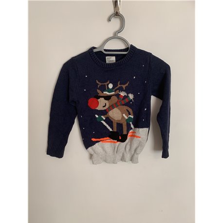 Next Blue Reindeer Ski Christmas Jumper Boys 7 Years 