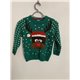 Rebel Green Reindeer Christmas Jumper Boys 7/8 Years