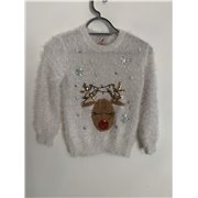 George Cream Reindeer Christmas Jumper Girls 7/8 Years