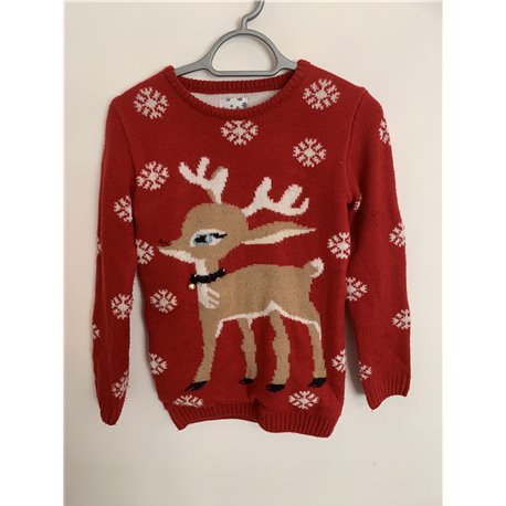 YD Red Reindeer Christmas Jumper Girls 11/12 Years