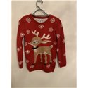 YD Red Reindeer Bambi Christmas Jumper Girls 11/12 Years