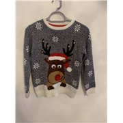 Rebel Grey Reindeer Christmas Jumper Girls 10/11 Years