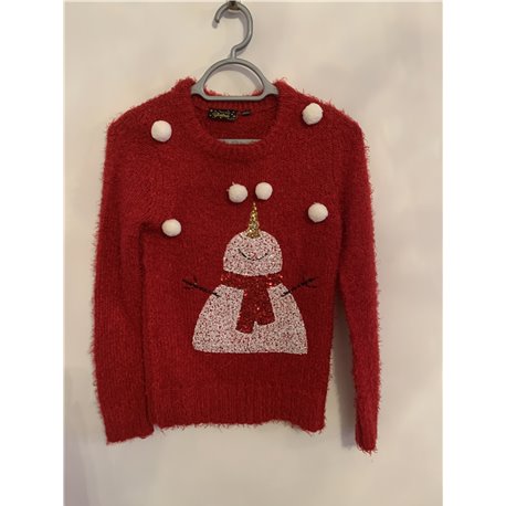 Brave Soul Red Snowman Christmas Jumper Girls Size XS