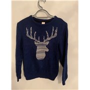 Gymboree Blue Reindeer Christmas Jumper Boys 10/12 Years