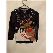 F&F Grey Reindeer Christmas Jumper Boys 9/10 Years