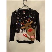 F&F Blue Reindeer Christmas Jumper Boys 10/11 Years