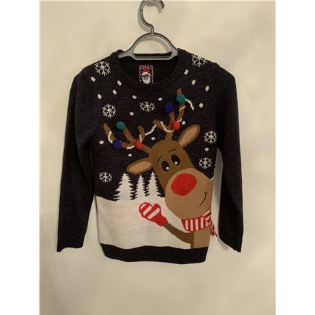 F&F Blue Reindeer Christmas Jumper Boys 10/11 Years