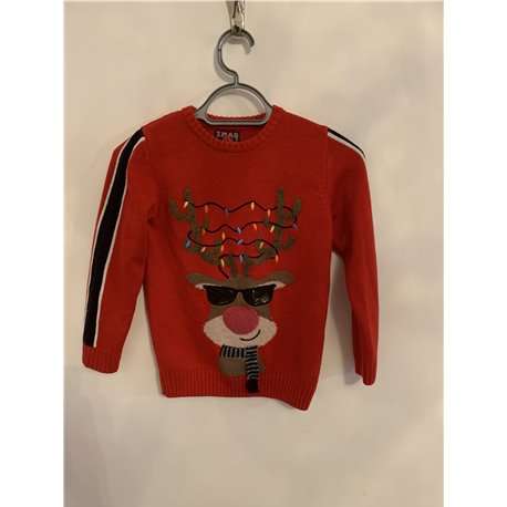 F&F Red Reindeer Christmas Jumper Boys 8/9 Years